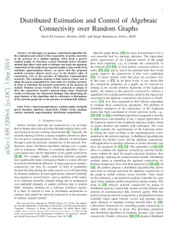 Distributed Estimation and Control of Algebraic Connectivity over Random
  Graphs