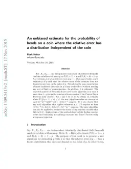 An unbiased estimate for the mean of a {0,1} random variable with
  relative error distribution independent of the mean