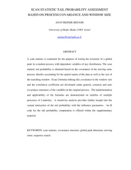 Scan statistic tail probability assessment based on process covariance
  and window size