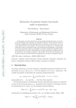 Estimation of quadratic density functionals under m-dependence