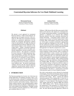 Constrained Bayesian Inference for Low Rank Multitask Learning