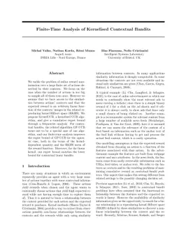 Finite-Time Analysis of Kernelised Contextual Bandits