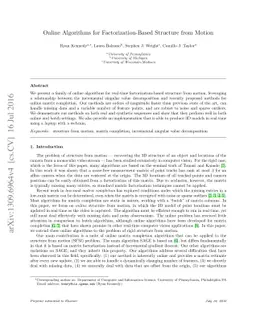 Online Algorithms for Factorization-Based Structure from Motion