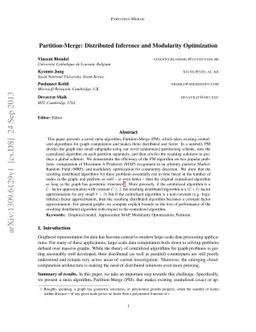 Partition-Merge: Distributed Inference and Modularity Optimization