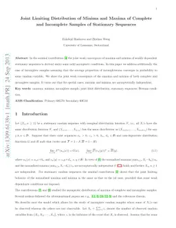 Joint Limiting Distribution of Minima and Maxima of Complete and
  Incomplete Samples of Stationary Sequences