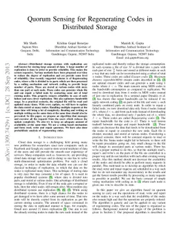 Quorum Sensing for Regenerating Codes in Distributed Storage
