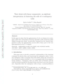 Toric ideals with linear components: an algebraic interpretation of
  clustering the cells of a contingency table