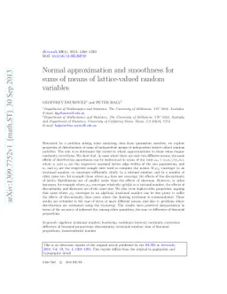 Normal approximation and smoothness for sums of means of lattice-valued
  random variables
