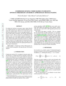 Compressed Sensing under Matrix Uncertainty: Optimum Thresholds and
  Robust Approximate Message Passing