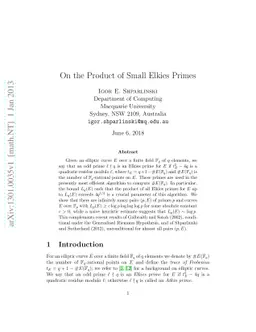 On the Product of Small Elkies Primes