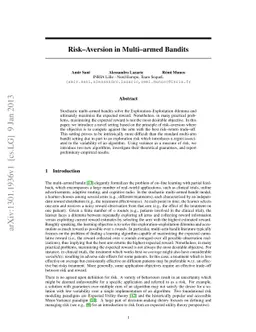 Risk-Aversion in Multi-armed Bandits