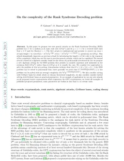 On the complexity of the Rank Syndrome Decoding problem