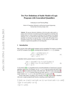 Two New Definitions of Stable Models of Logic Programs with Generalized
  Quantifiers