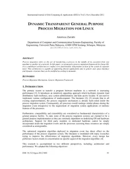 Dynamic Transparent General Purpose Process Migration For Linux