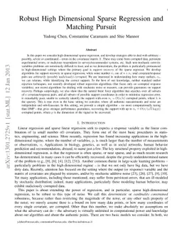 Robust High Dimensional Sparse Regression and Matching Pursuit