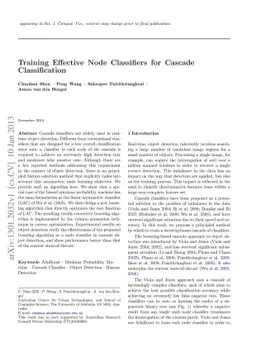 Training Effective Node Classifiers for Cascade Classification