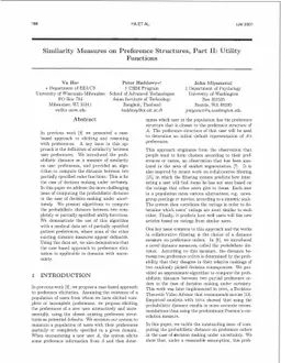 Similarity Measures on Preference Structures, Part II: Utility Functions