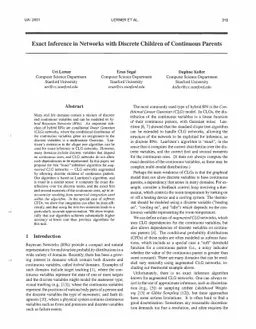 Exact Inference in Networks with Discrete Children of Continuous Parents