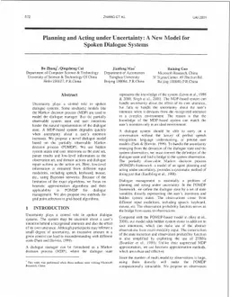 Planning and Acting under Uncertainty: A New Model for Spoken Dialogue
  Systems