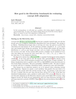 How good is the Electricity benchmark for evaluating concept drift
  adaptation