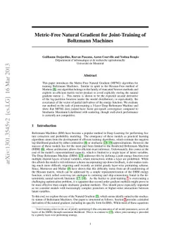 Metric-Free Natural Gradient for Joint-Training of Boltzmann Machines