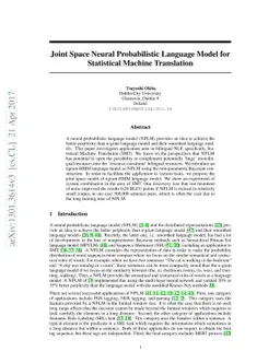 Joint Space Neural Probabilistic Language Model for Statistical Machine
  Translation