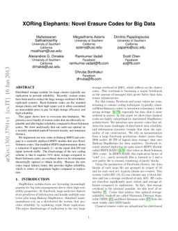 XORing Elephants: Novel Erasure Codes for Big Data
