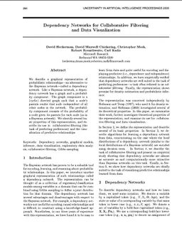 Dependency Networks for Collaborative Filtering and Data Visualization