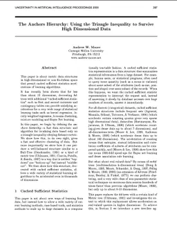 The Anchors Hierachy: Using the triangle inequality to survive high
  dimensional data
