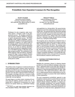 Probabilistic State-Dependent Grammars for Plan Recognition