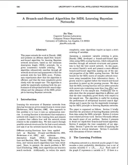 A Branch-and-Bound Algorithm for MDL Learning Bayesian Networks