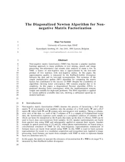 The Diagonalized Newton Algorithm for Nonnegative Matrix Factorization