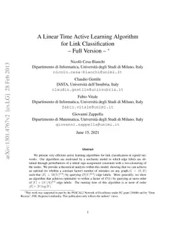 A Linear Time Active Learning Algorithm for Link Classification -- Full
  Version --