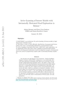 Active Learning of Inverse Models with Intrinsically Motivated Goal
  Exploration in Robots