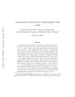 A geometric protocol for cryptography with cards
