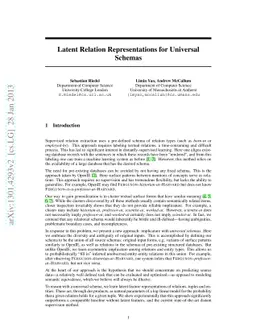 Latent Relation Representations for Universal Schemas