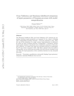 Cross Validation and Maximum Likelihood estimations of hyper-parameters
  of Gaussian processes with model misspecification