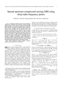 Spread spectrum compressed sensing MRI using chirp radio frequency
  pulses
