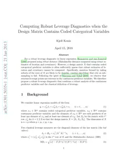 Computing Robust Leverage Diagnostics when the Design Matrix Contains
  Coded Categorical Variables