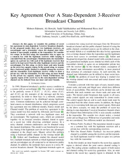Key agreement over a 3-receiver broadcast channel