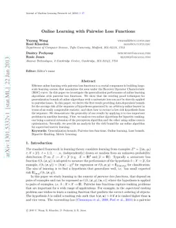 Online Learning with Pairwise Loss Functions