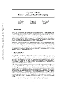 Why Size Matters: Feature Coding as Nystrom Sampling