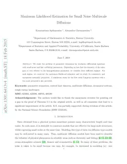 Maximum likelihood estimation for small noise multiscale diffusions