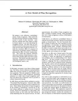 A New Model of Plan Recognition