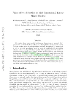 Fixed effects Selection in high dimensional Linear Mixed Models