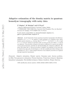 Adaptive estimation of the density matrix in quantum homodyne tomography
  with noisy data