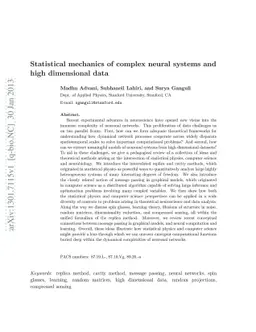 Statistical mechanics of complex neural systems and high dimensional
  data