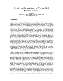 Security and Privacy Issues in Wireless Mesh Networks: A Survey