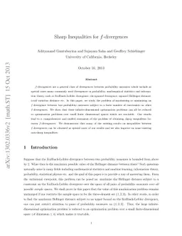 Sharp Inequalities for $f$-divergences