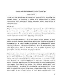 Intensity and State Estimation in Quantum Cryptography